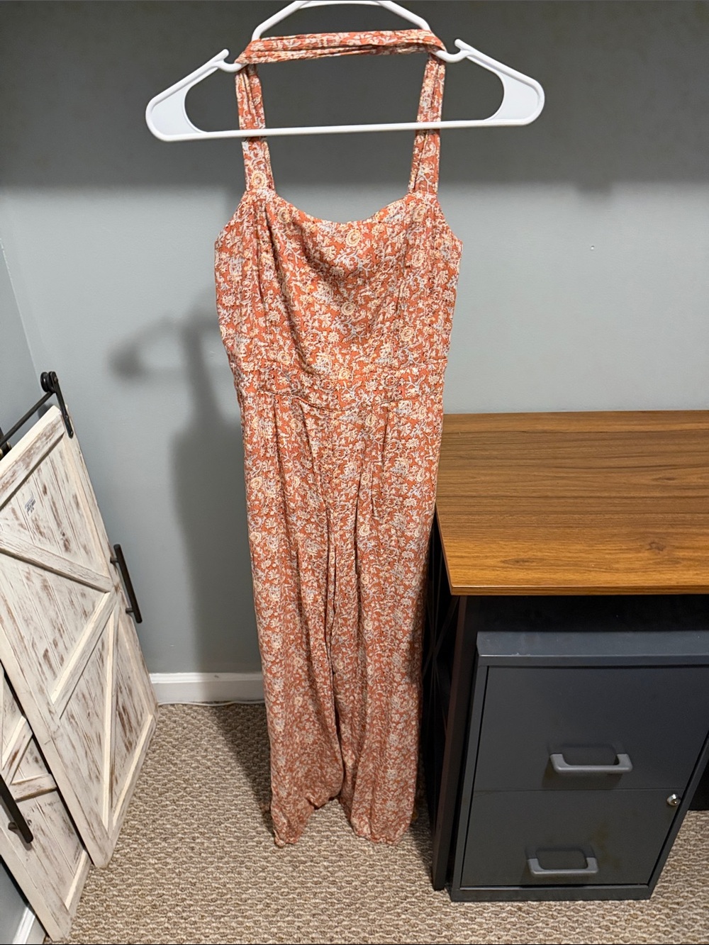 Universal Thread Orange Floral Boho Jumpsuit